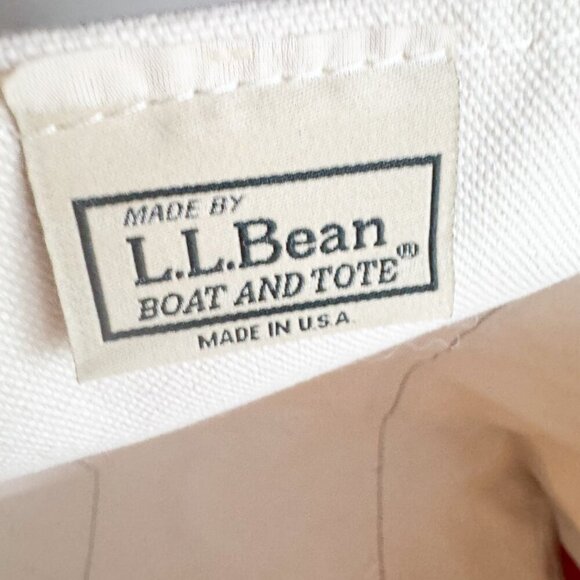 L.L Bean Boat and Tote Ivory Canvas Monogram Tote Bag Made in USA - Picture 5 of 6